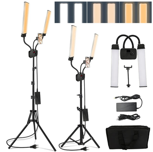 224LEDs Photographic Double Arms Fill Light 3200-5600K Long Strips LED Lamp LCD Screen Photo Studio Lighting Live Broadcast